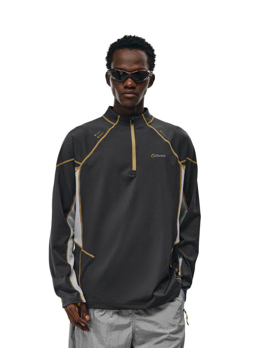 FPA Color-Block Long Sleeve Cycling Shirt - Chinese Streetwear Trendy American Style Half-Zip Autumn Couple Outdoor T-Shirt
