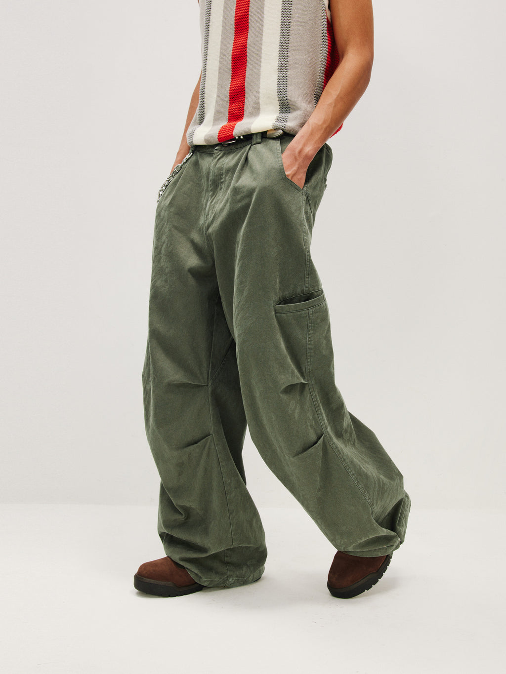 FPA Washed Camo Structured Pants Summer Streetwear Loose Wide-Leg Casual Paratrooper Pants for Men