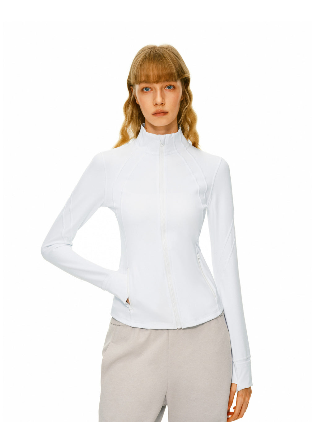 FPA High-Stretch Skin-Friendly Stand Collar Running Jacket for Women, Spring/Fall Casual Outdoor Sports Slim Fit Long Sleeve Coat