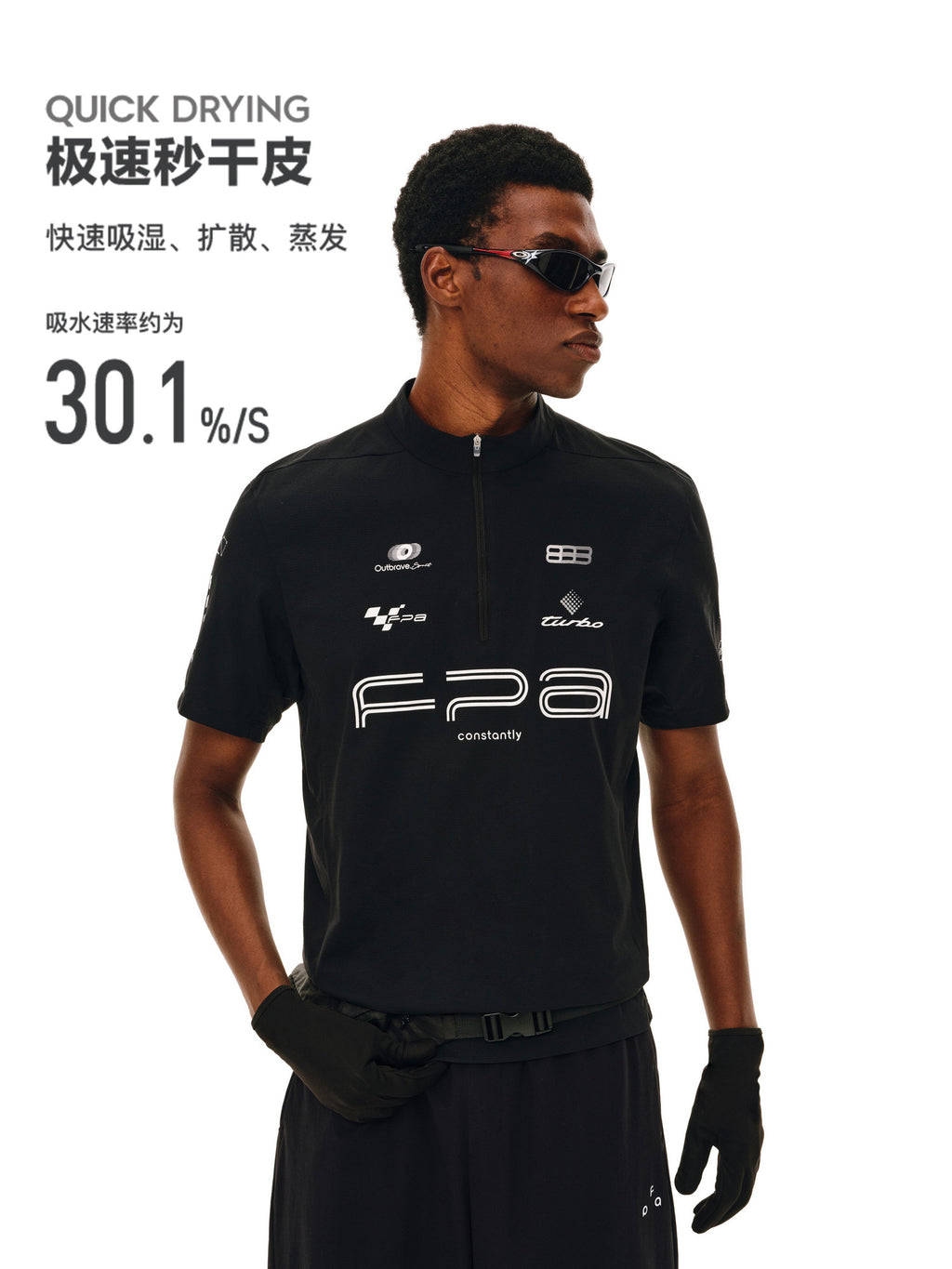 FPA Racing Cycling Half-Zip Short Sleeve T-Shirt – Breathable Quick-Dry Outdoor Summer Print Fitted Couple Tee for Men