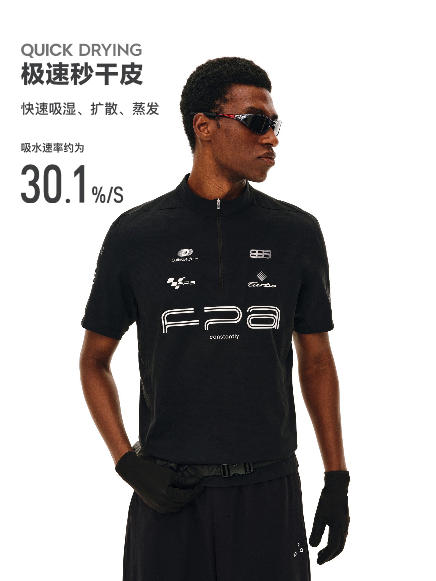 FPA Racing Cycling Half-Zip Short Sleeve T-Shirt – Breathable Quick-Dry Outdoor Summer Print Fitted Couple Tee for Men