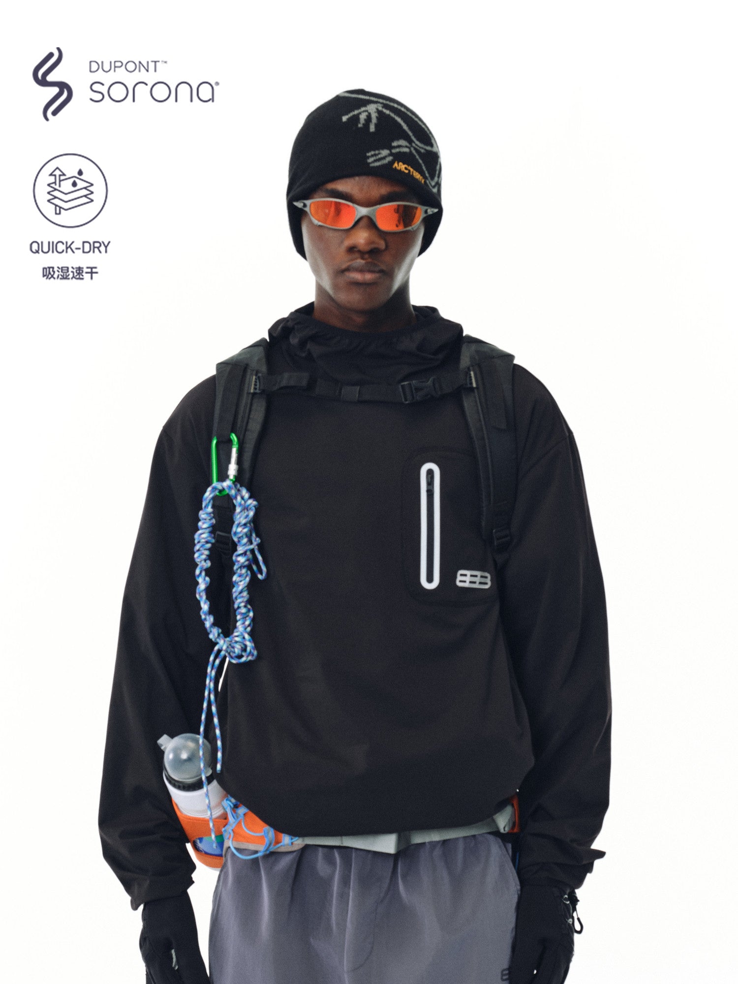 FPA Sorona Sun-Protective Hooded Quick-Dry Long-Sleeve T-Shirt for Spring/Summer, Loose-Fit Streetwear Couple Outdoor Sports Tee