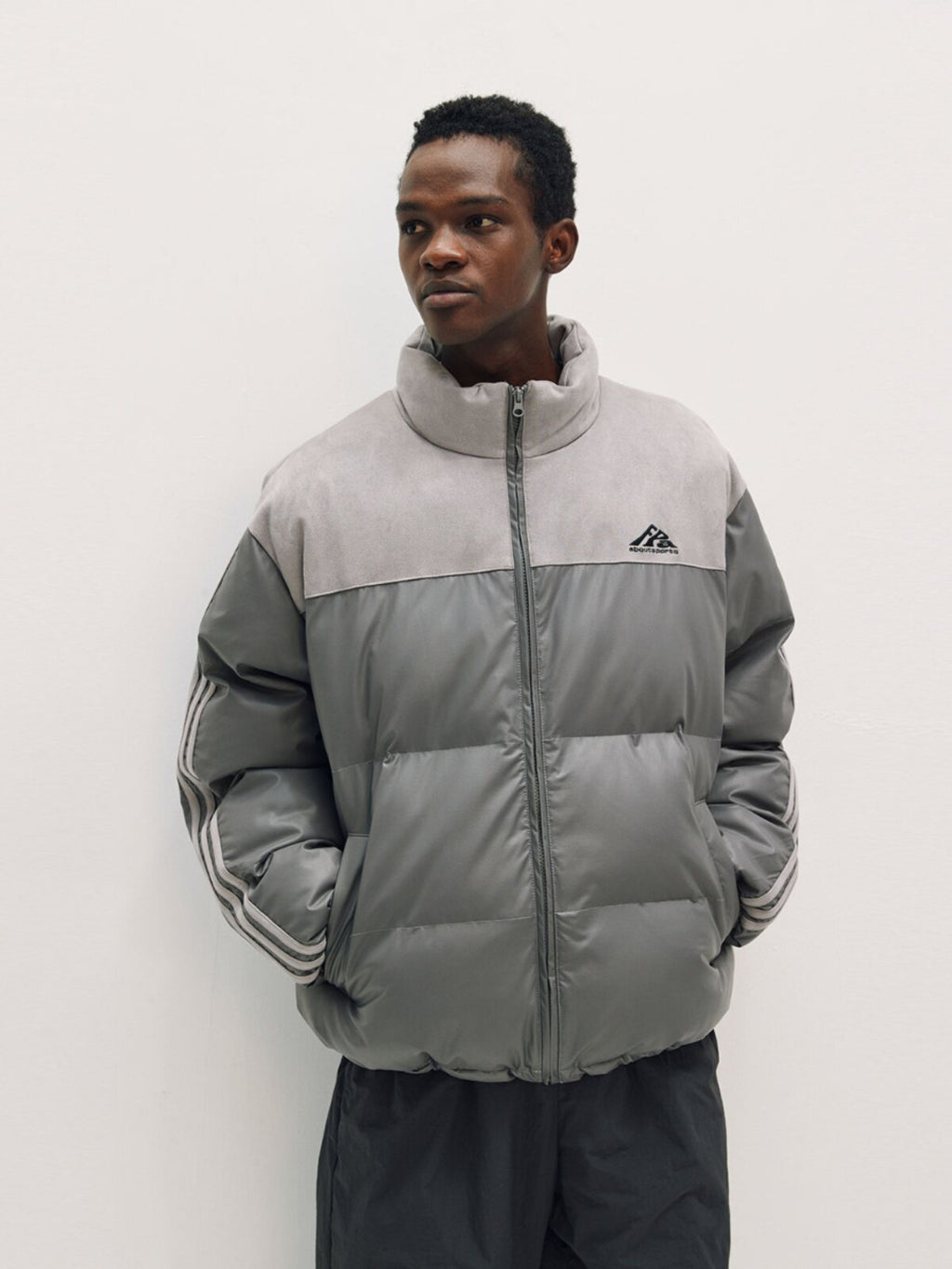 FPA Suede Panel Webbing PU Padded Coat – Chinese Streetwear Unisex Winter Thick Warm Quilted Jacket