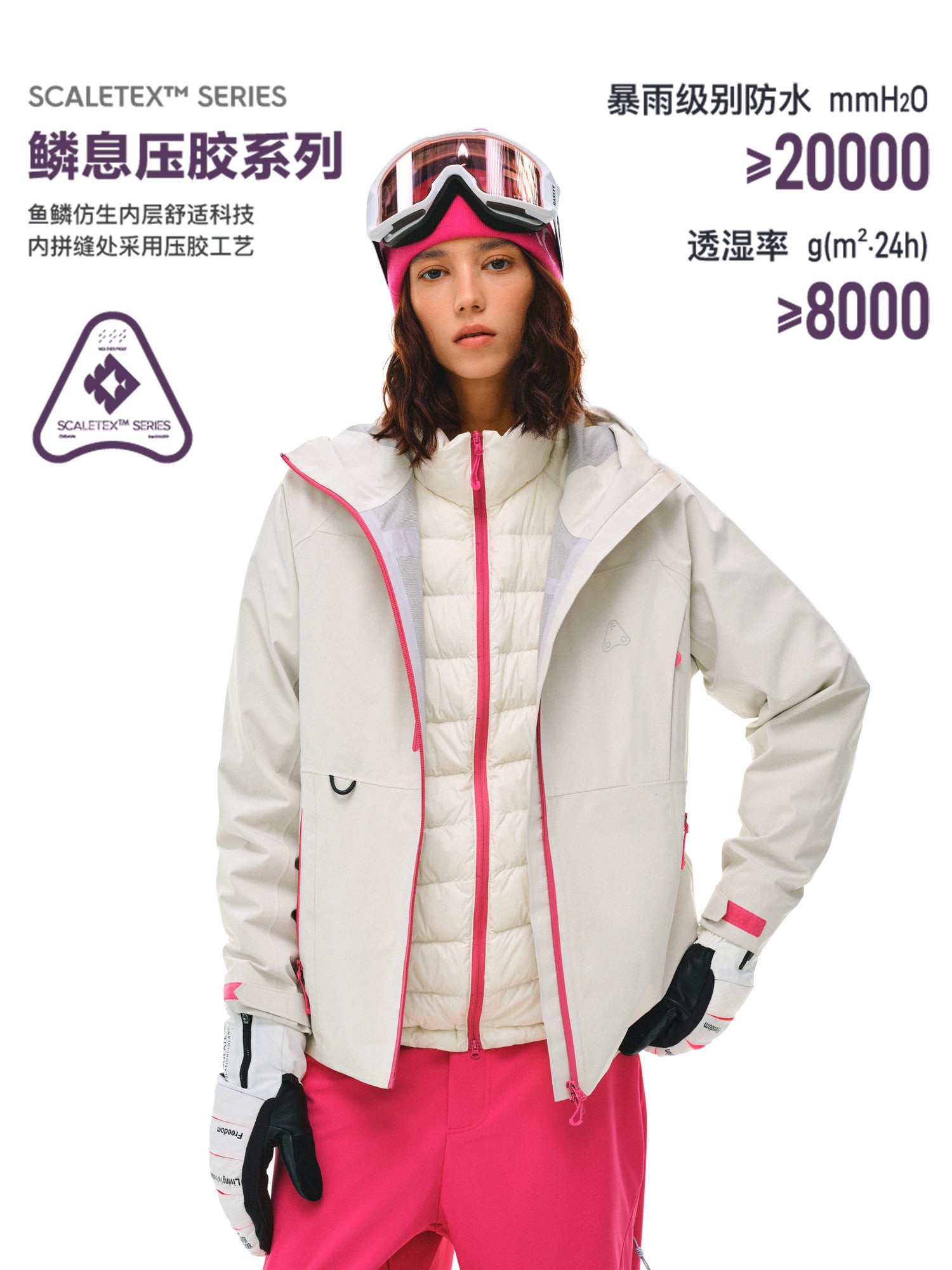 FPA 3-in-1 Down Liner Color-Block Windbreaker, Windproof and Warm Couple Winter Down Jacket Coat for Women