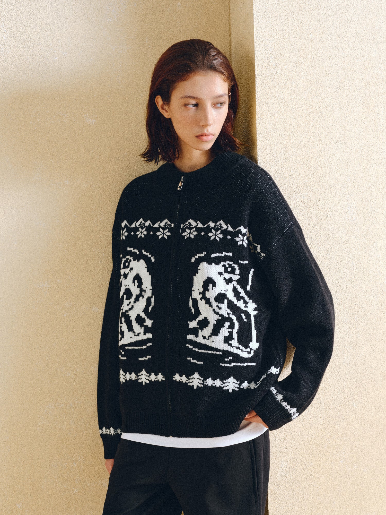 FPA Fair Isle Ski Pattern Zip-Up Sweater Vintage Casual Sports Couple High-End Autumn Knit Cardigan