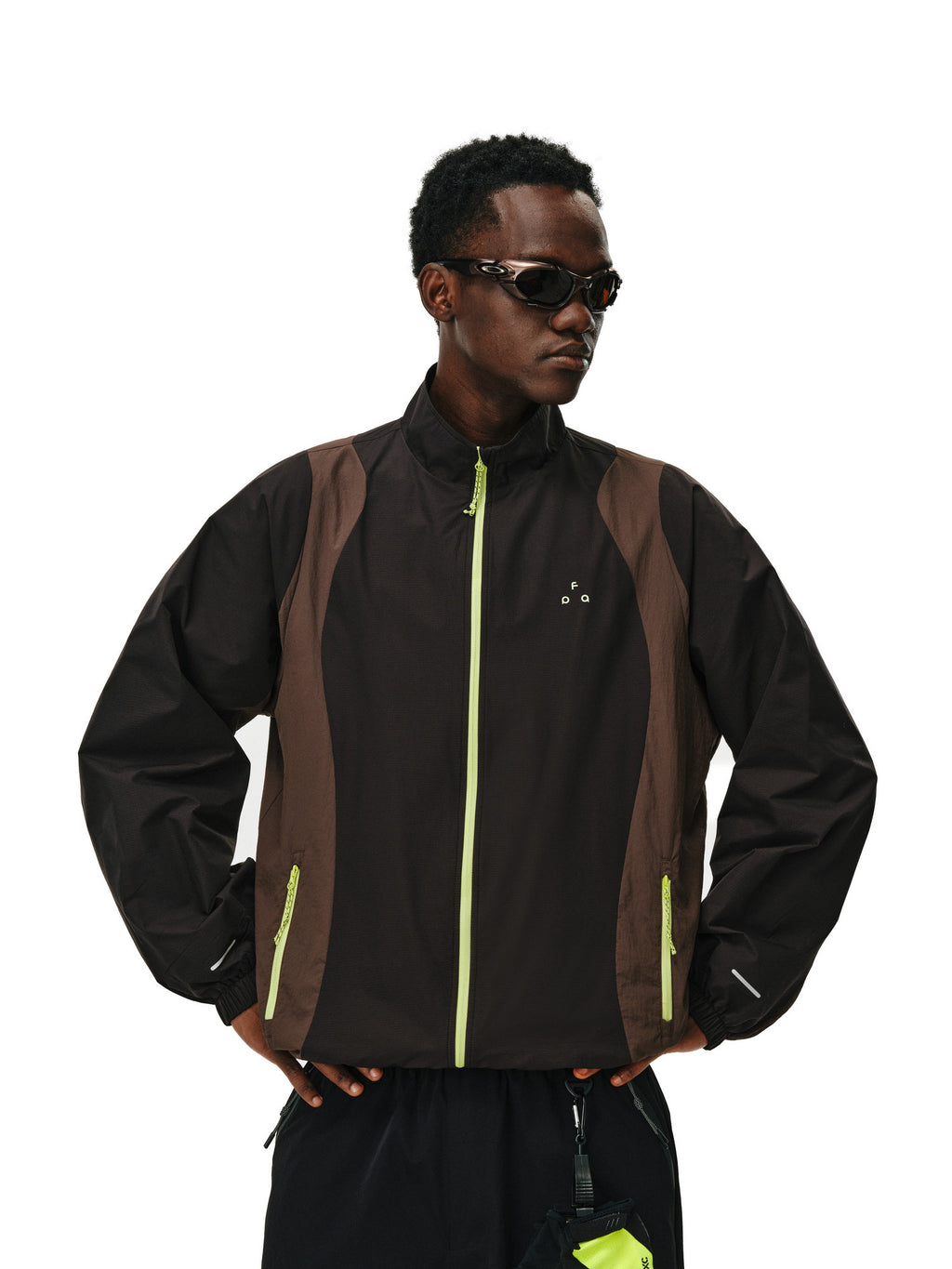 FPA Color-Block Running Windbreaker Jacket Outdoor Sports American Retro Lightweight Stand Collar Coat