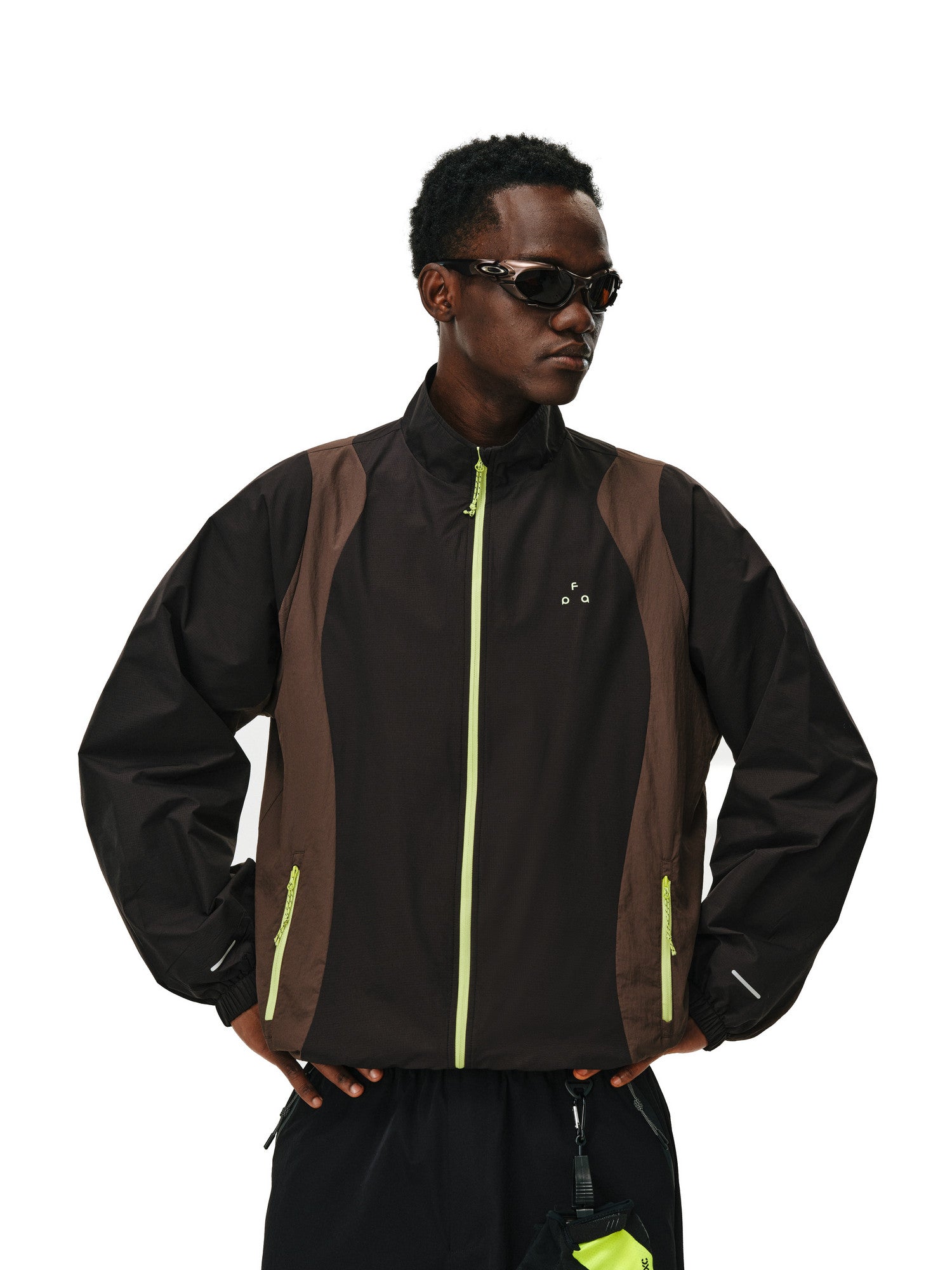 FPA Color-Block Running Windbreaker Jacket Outdoor Sports American Retro Lightweight Stand Collar Coat