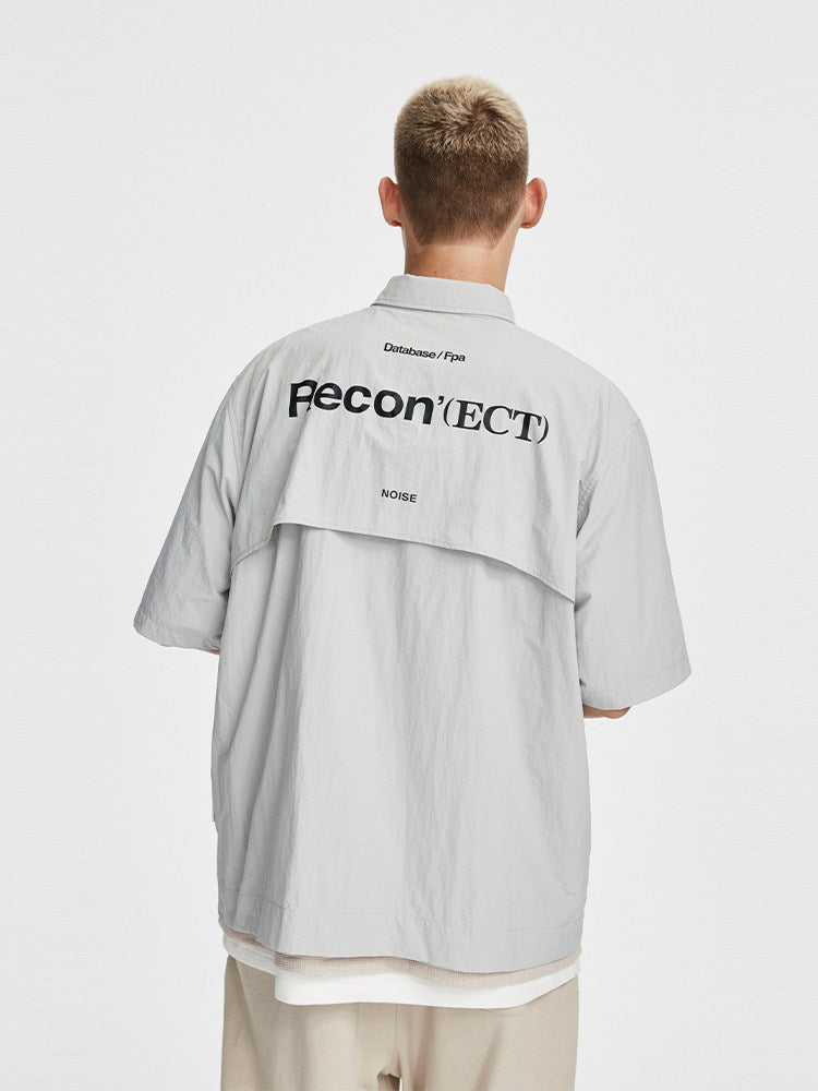 FPA Deconstructed Pocket Zip Short-Sleeve Shirt - Streetwear Summer Loose Casual Half-Sleeve Shirt for Men