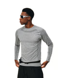 FPA Stretch Quick-Dry Seamless Long Sleeve Running T-Shirt for Men - Outdoor Fitness Contrast Color Crew Neck Autumn