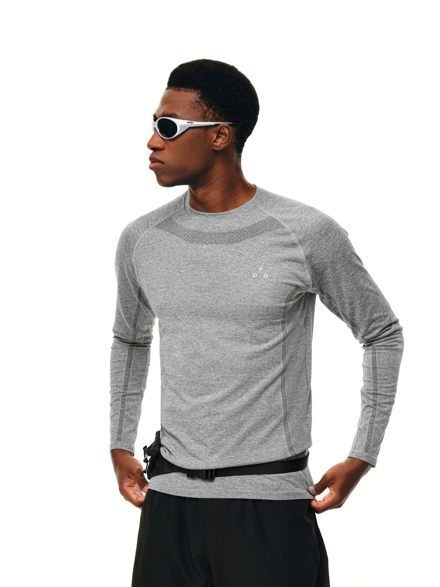 FPA Stretch Quick-Dry Seamless Long Sleeve Running T-Shirt for Men - Outdoor Fitness Contrast Color Crew Neck Autumn