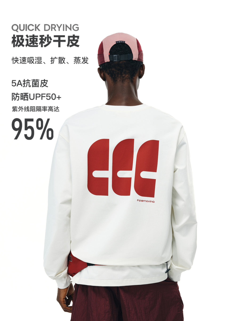 FPA5A Antibacterial Quick-Dry UPF50+ Long Sleeve T-Shirt - Chinese Street Style Loose Fit Round Neck Printed Couple Heavyweight Tee for Men