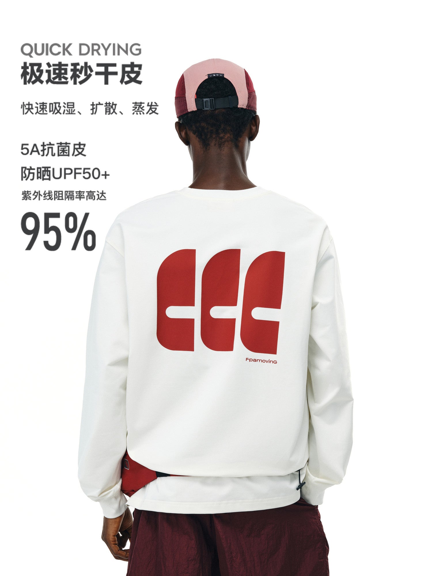 FPA5A Antibacterial Quick-Dry UPF50+ Long Sleeve T-Shirt - Chinese Street Style Loose Fit Round Neck Printed Couple Heavyweight Tee for Men