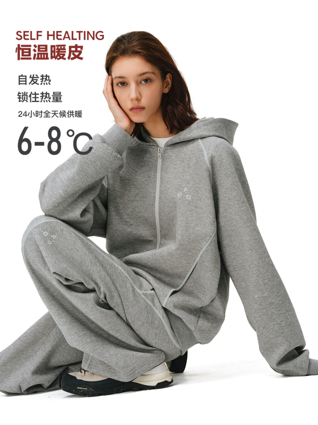 FPA Warm Fleece Hooded Zip-Up Sweatshirt - Chinese Streetwear Fall Loose-Fit Couple Casual Hoodie