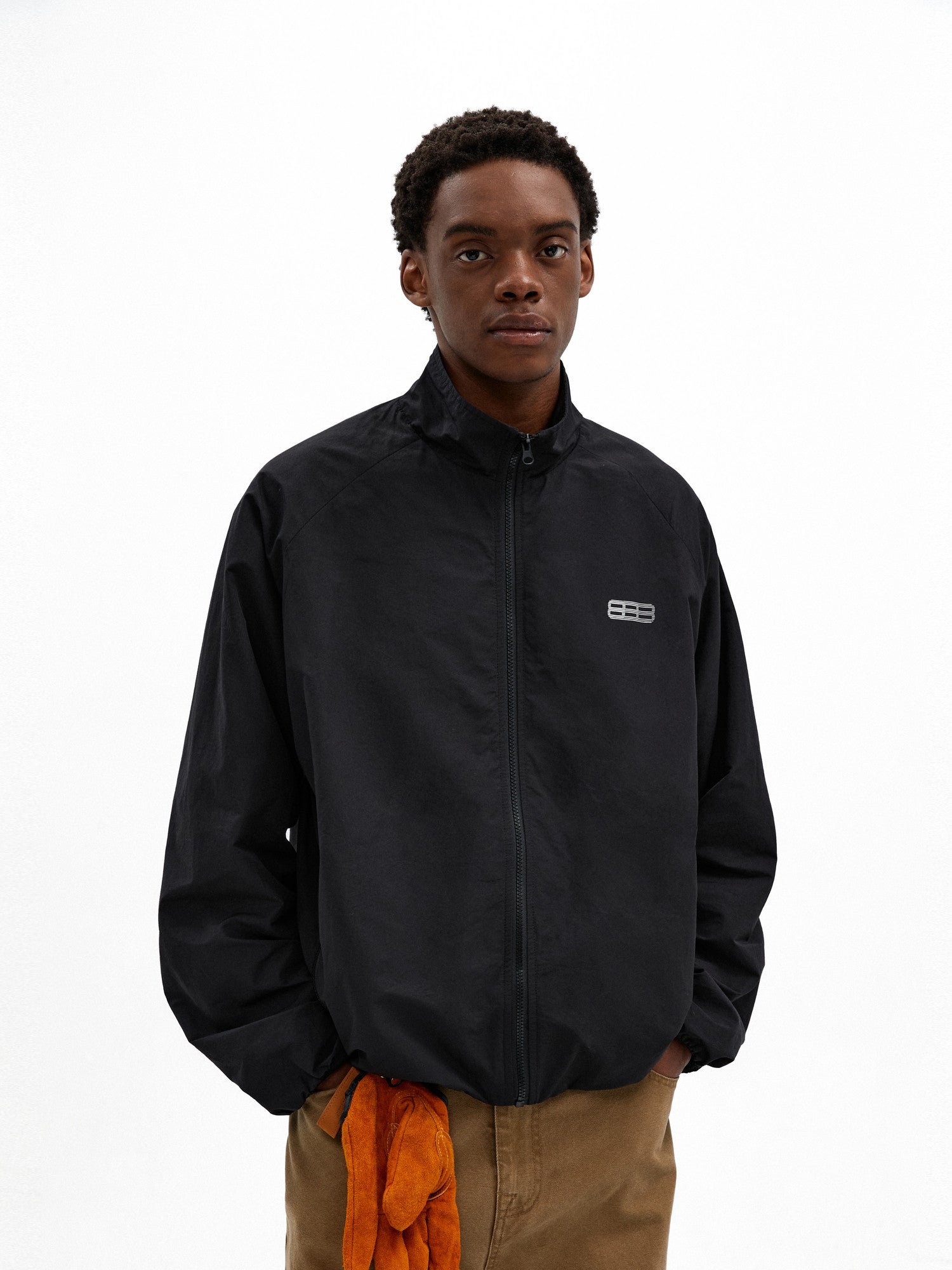 FPA Phantom 8 Zip-Up Jacket – Loose-Fit Stand-Collar Lightweight Black Unisex Streetwear Coat for Fall