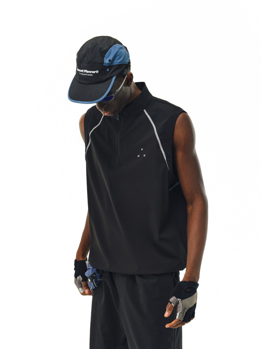 FPA Sports Outdoor Zip-Up Vest - Chinese Streetwear Trendy American Style Summer Fitness Black Sleeveless Tank Top for Men