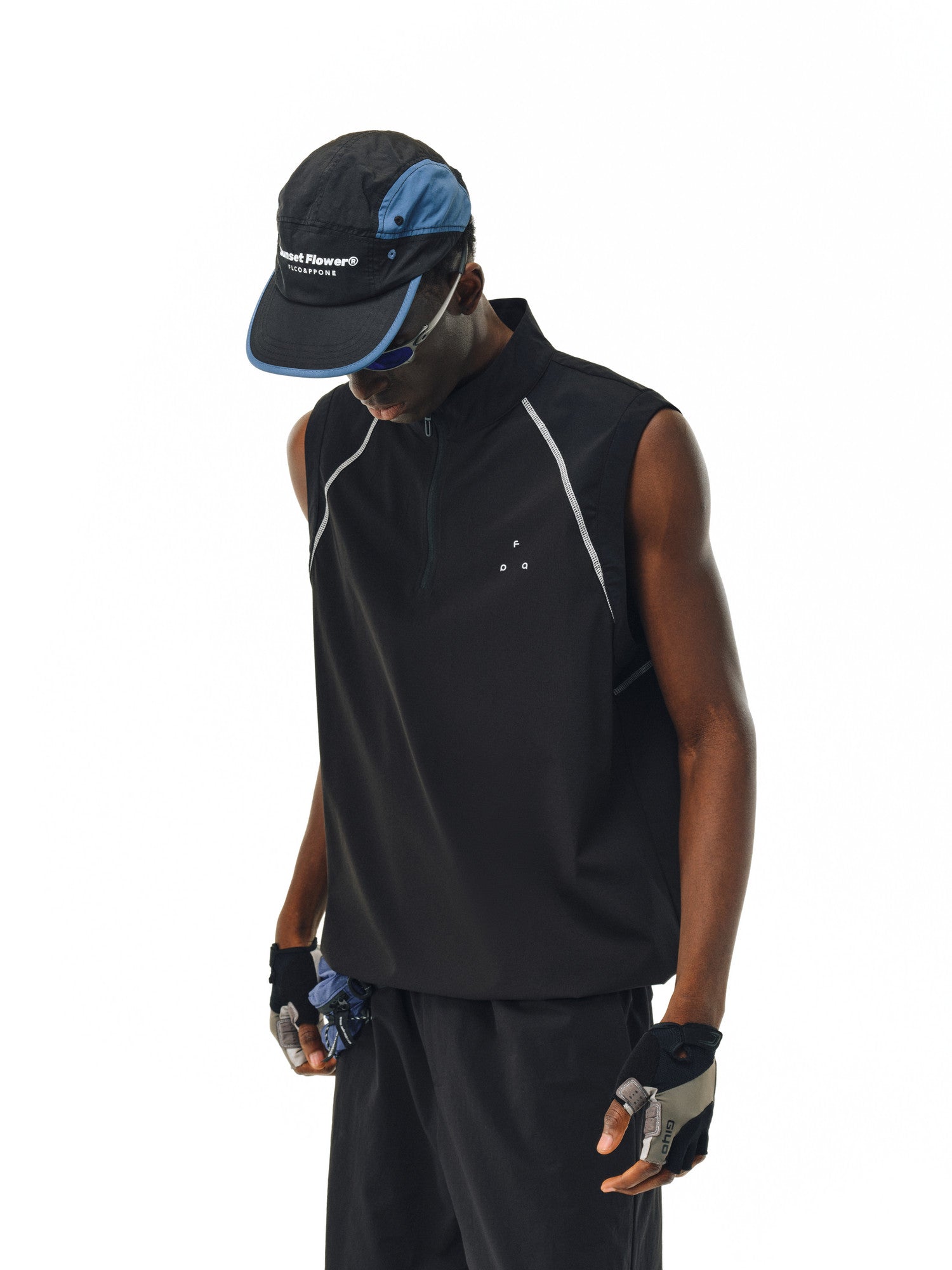 FPA Sports Outdoor Zip-Up Vest - Chinese Streetwear Trendy American Style Summer Fitness Black Sleeveless Tank Top for Men