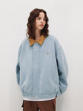 FPA Blue Suede Lapel Jacket – Chinese Streetwear Trend, Loose-Fit American Style Short Couple Jacket for Spring/Autumn