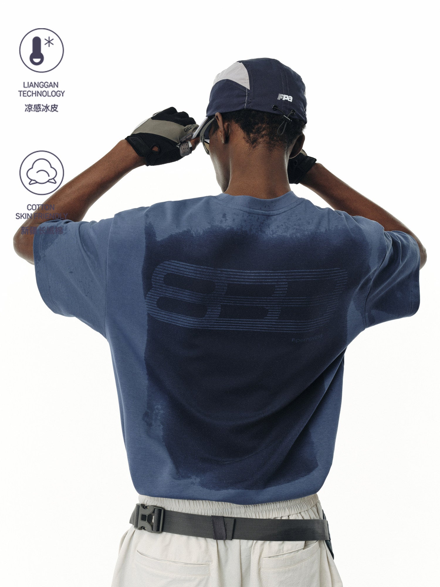 FPA Water-Reveal Logo Cool-Touch Long-Staple Cotton Sports Short Sleeve T-Shirt, Chinese Streetwear Design, Round Neck, Loose Fit