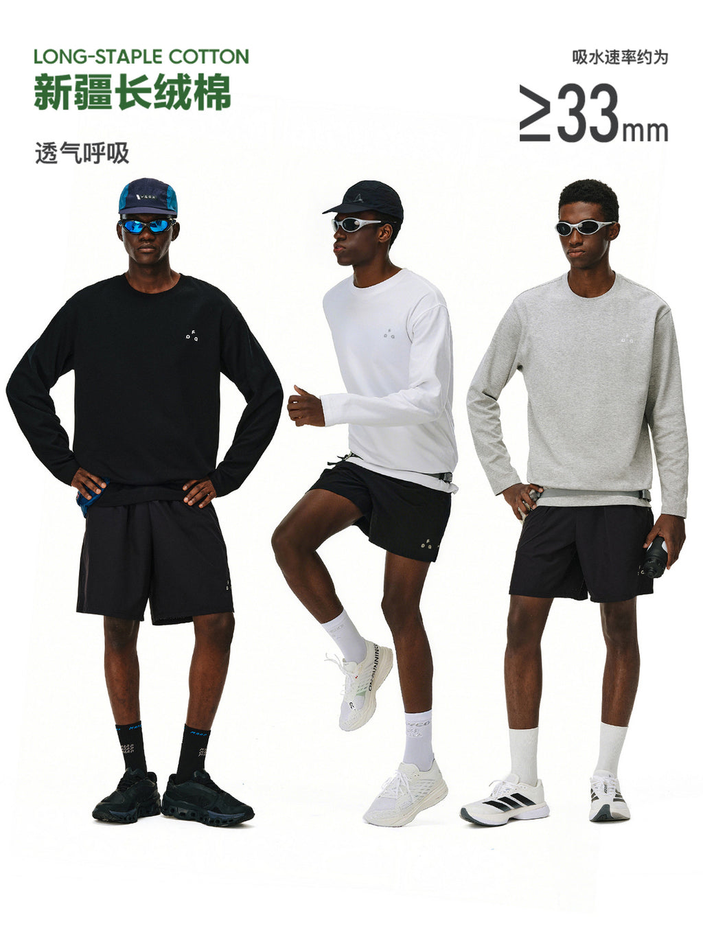 FPA Triangle Basic Small Logo Long Sleeve T-Shirt for Spring/Autumn Casual Sports Crew Neck Inner Layer Heavyweight Tee for Men