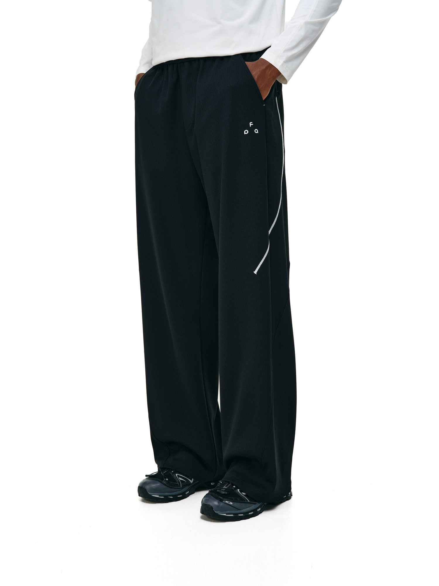 FPA Checkered Texture Casual Straight-Leg Pants – Contrast Color Athletic Outdoor Basic Logo Unisex Long Pants for Men
