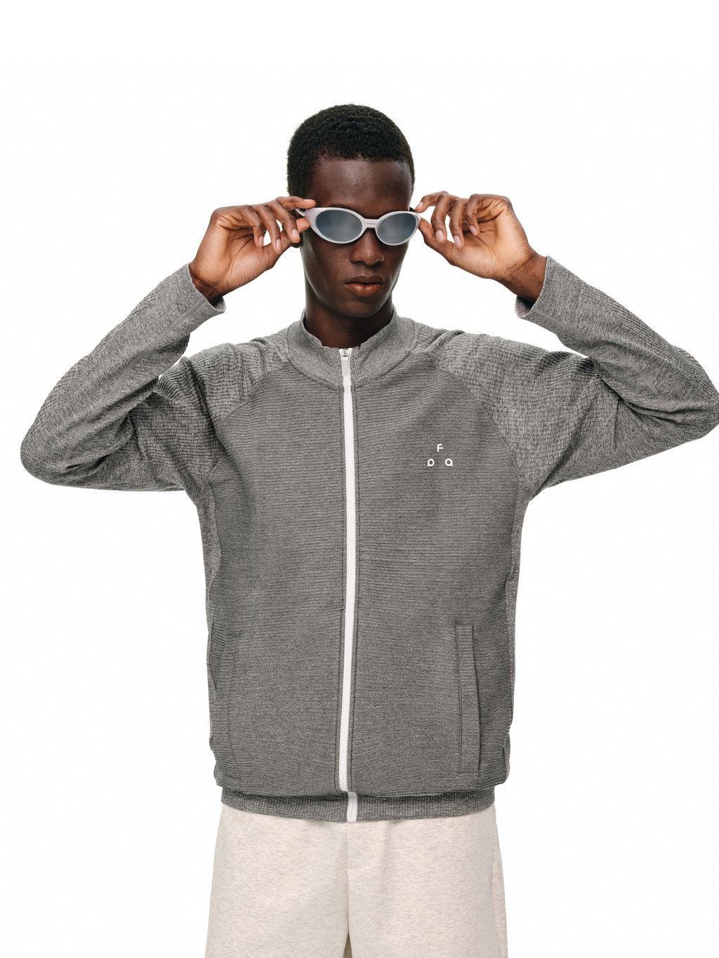FPA One-Piece Knit Texture Jacket Outdoor Sports Fitness Casual Basic Zip-Up Stand Collar Jacket for Men