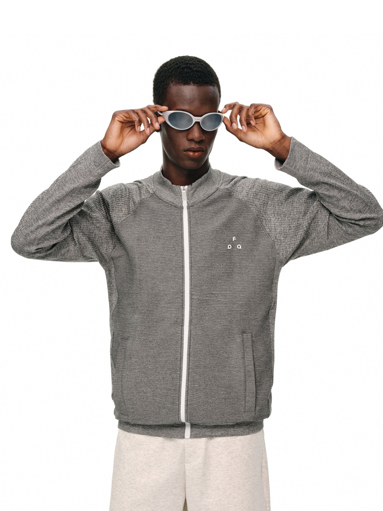 FPA One-Piece Knit Texture Jacket Outdoor Sports Fitness Casual Basic Zip-Up Stand Collar Jacket for Men
