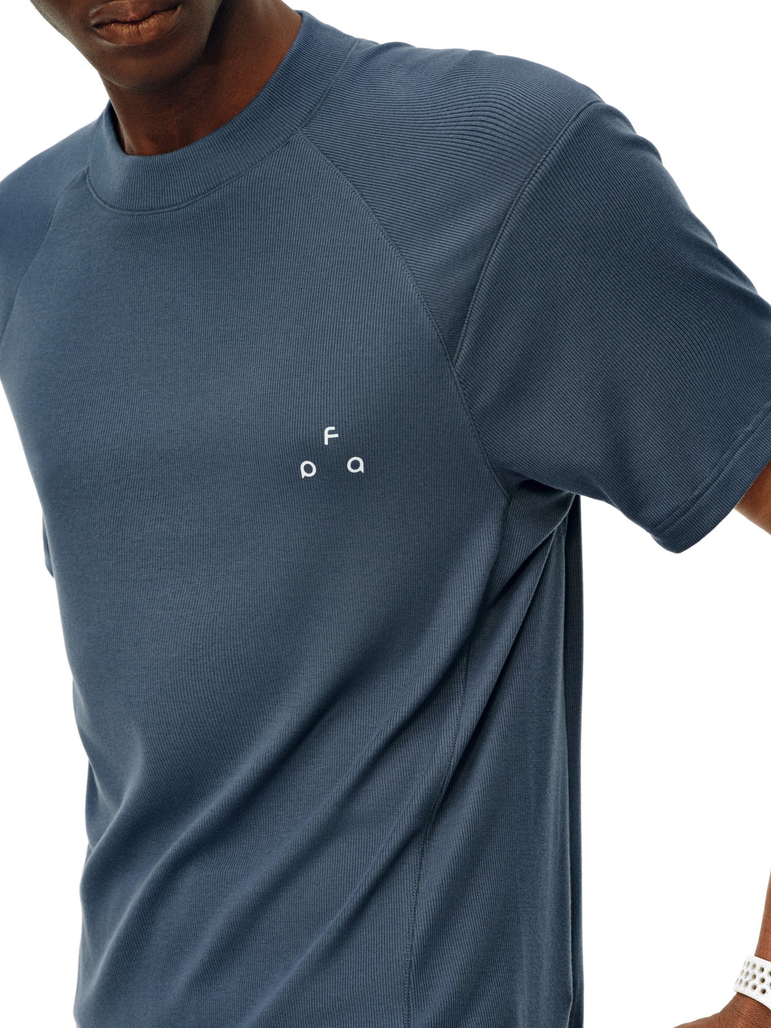 FPA Lyocell Wool Small Shrimp Ribbed Short Sleeve Summer Basic Logo Triangle Sports Crew Neck T-Shirt