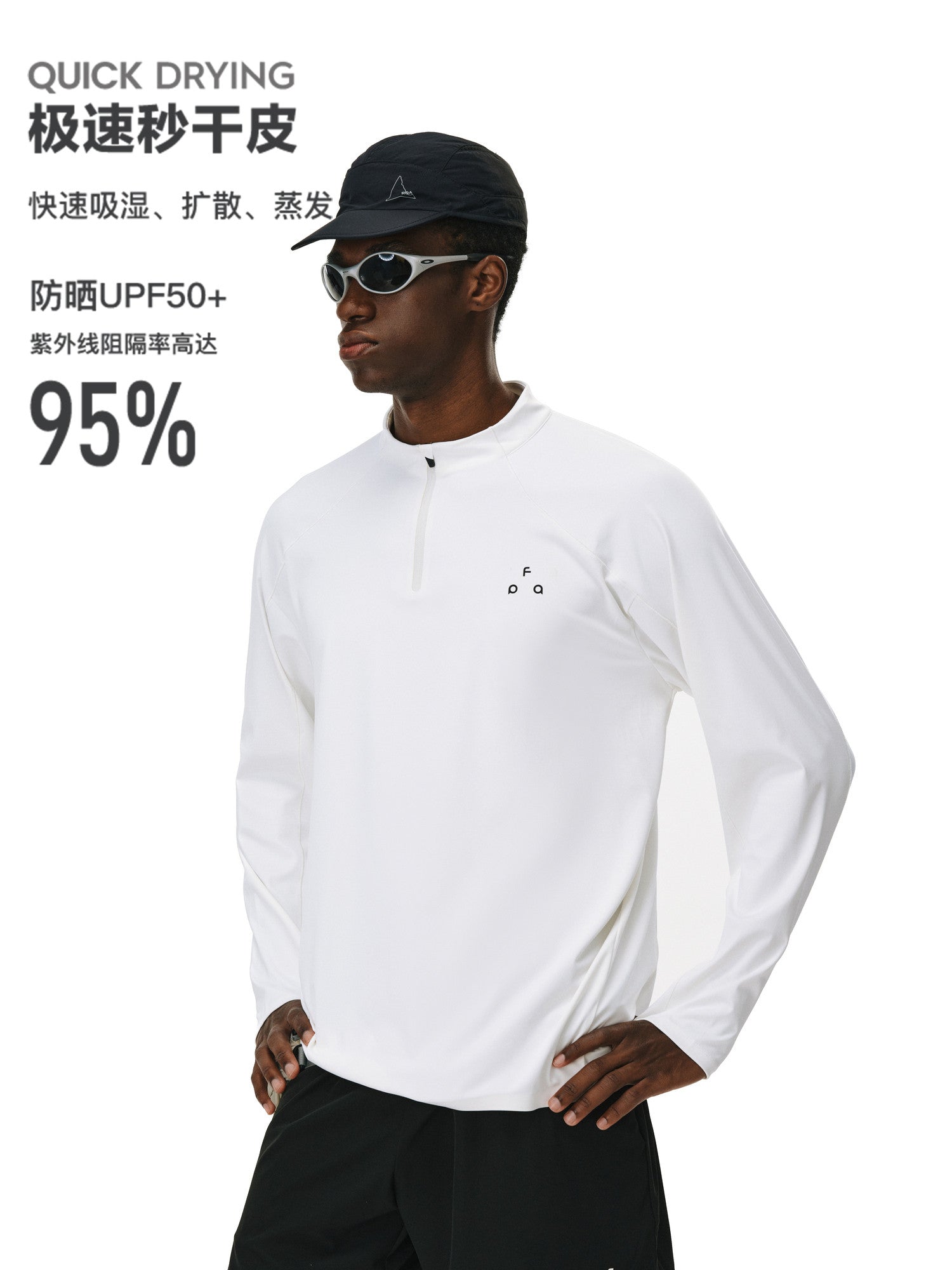 FPA Moisture-Wicking UPF50+ Half-Zip Cycling Jersey Long Sleeve Basic Logo Casual Couple Sports T-Shirt