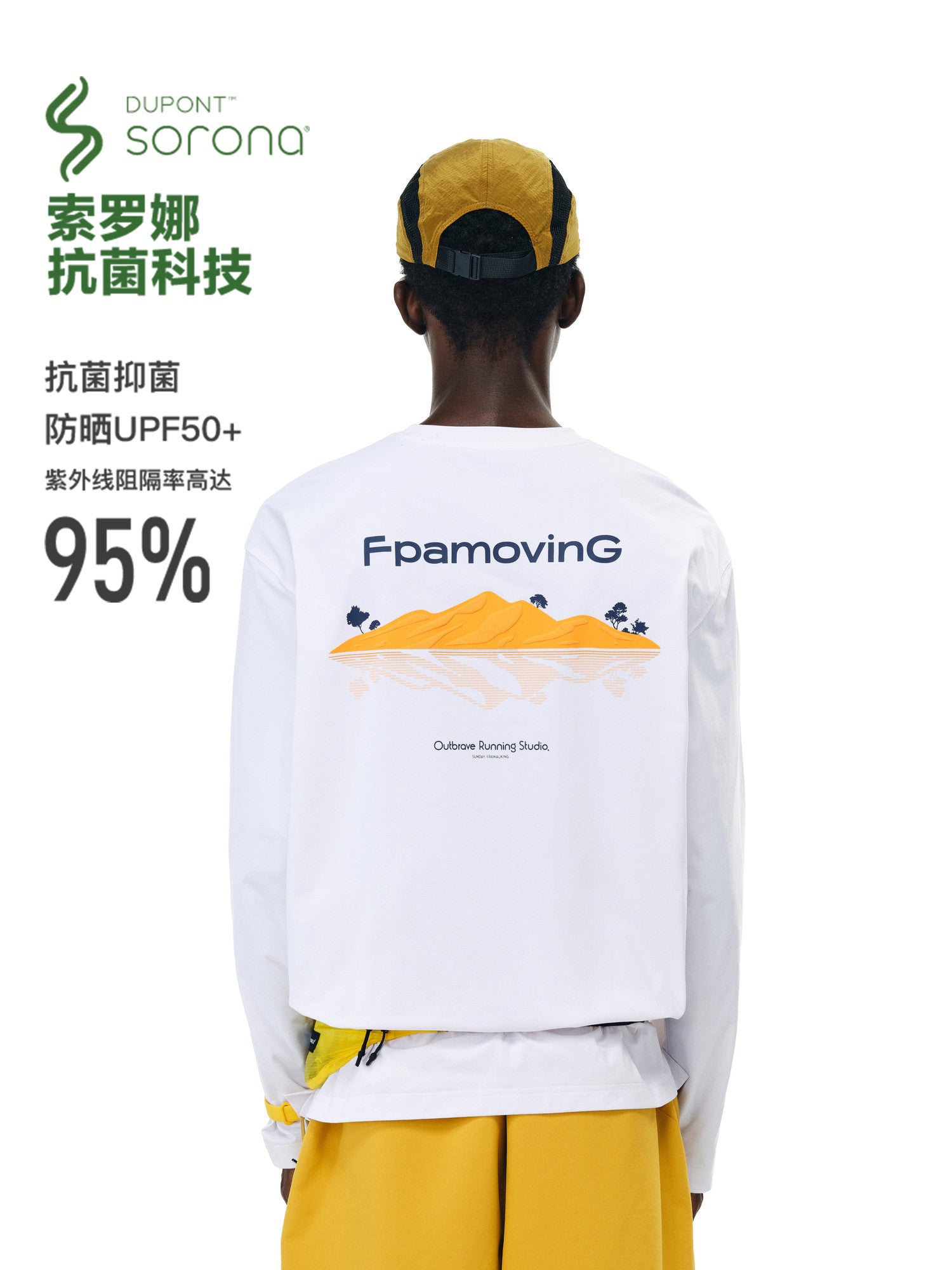 FPA Sorona Antimicrobial UPF50+ Sun Protection Long Sleeve Sports T-Shirt, Chinese Streetwear Trendy American Style Crew Neck Couple T-Shirt