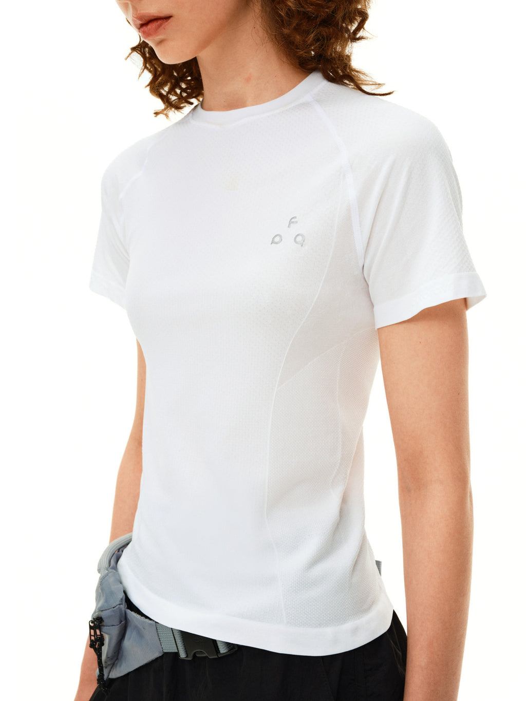 FPA Women's Seamless Knit Short Sleeve T-Shirt - Summer Slim Fit Crew Neck Outdoor Fitness Casual Logo Basic Tee