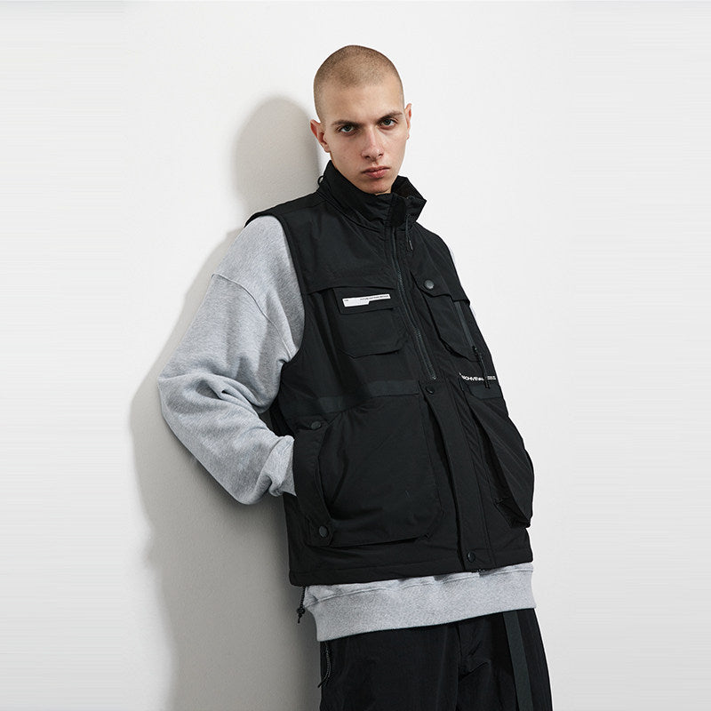 FPA (VENGETICE) Tactical Cotton Padded Vest, Workwear Cotton Jacket, Loose Fit, Chinese Streetwear, Autumn/Winter Vest Coat