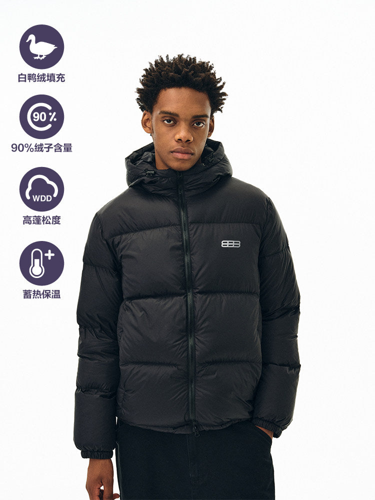 FPA Hooded Logo Print Down Jacket - Chinese Streetwear Trend, Loose Fit, Couple Style, Thick Warm Winter Down Coat for Men