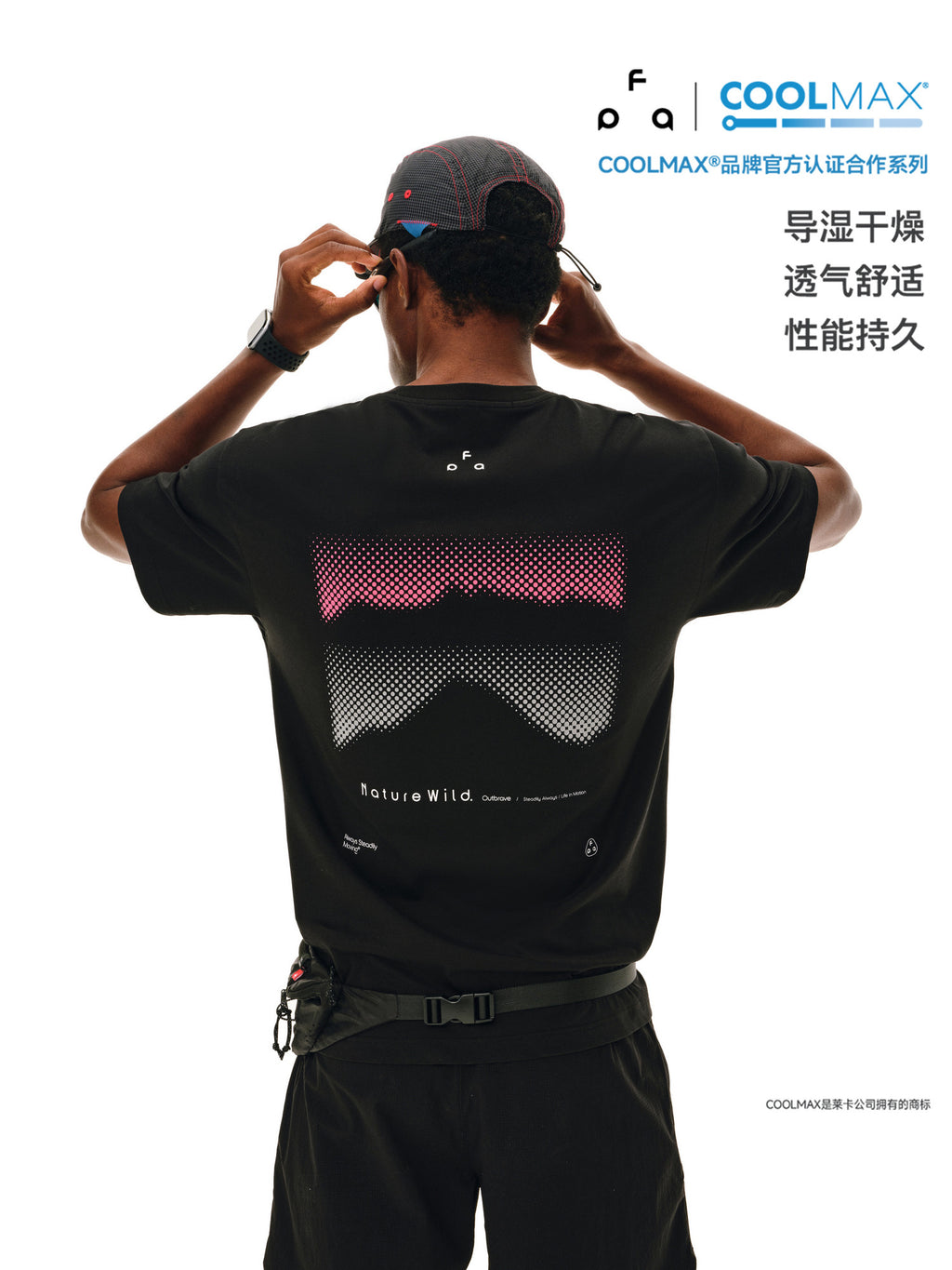 FPA COOLMAX Mountain Wave Gradient Short Sleeve T-Shirt - Summer Cool & Quick-Dry Breathable Crew Neck Unisex Tee
