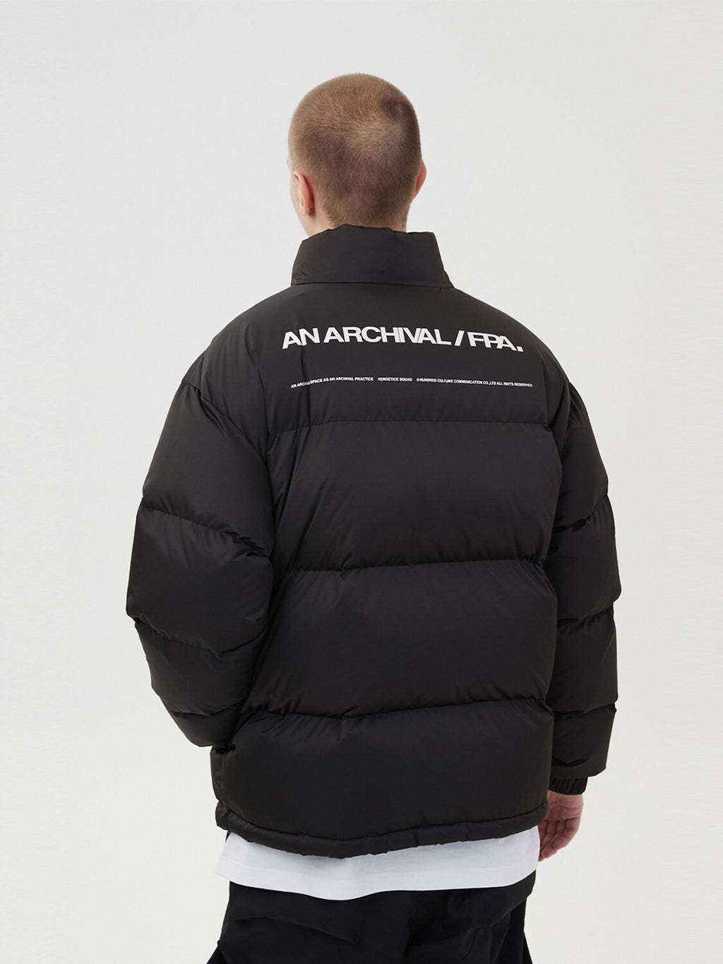 FPA Thickened Black Down Jacket – Chinese Streetwear Winter Warm White Duck Down Lightweight Stand Collar Coat for Men