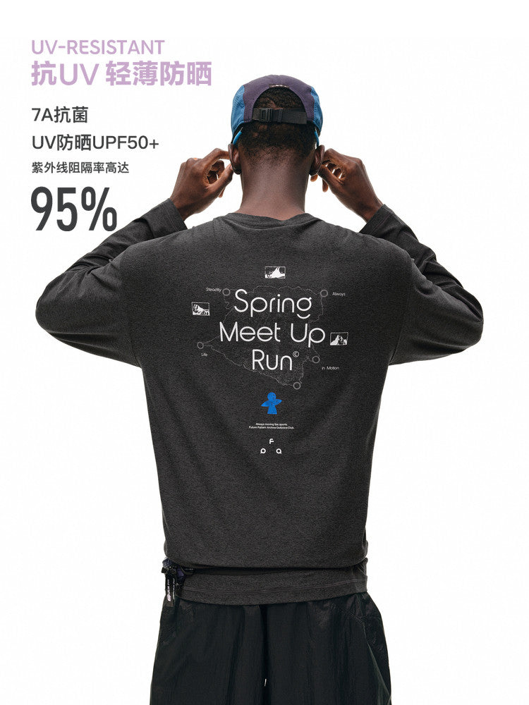 FPA Men's and Women's Long Sleeve Outdoor Casual Sports Color-Blocked Printed T-Shirt with Antibacterial Yarn, Lightweight, Round Neck, Couple Style