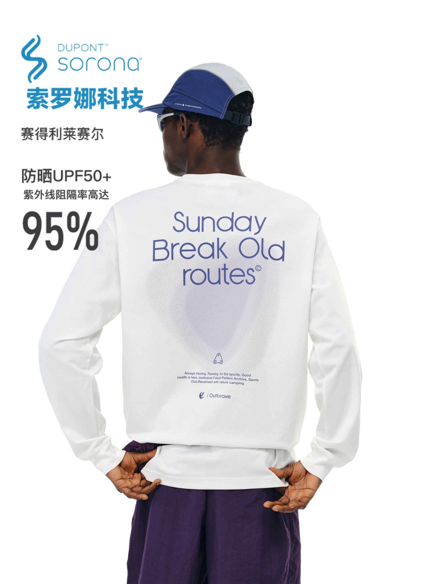 FPA Sorona Lyocell UPF50+ Sun Protection Long-Sleeve T-Shirt for Outdoor Sports, Cooling Crew Neck, Loose Fit, Unisex