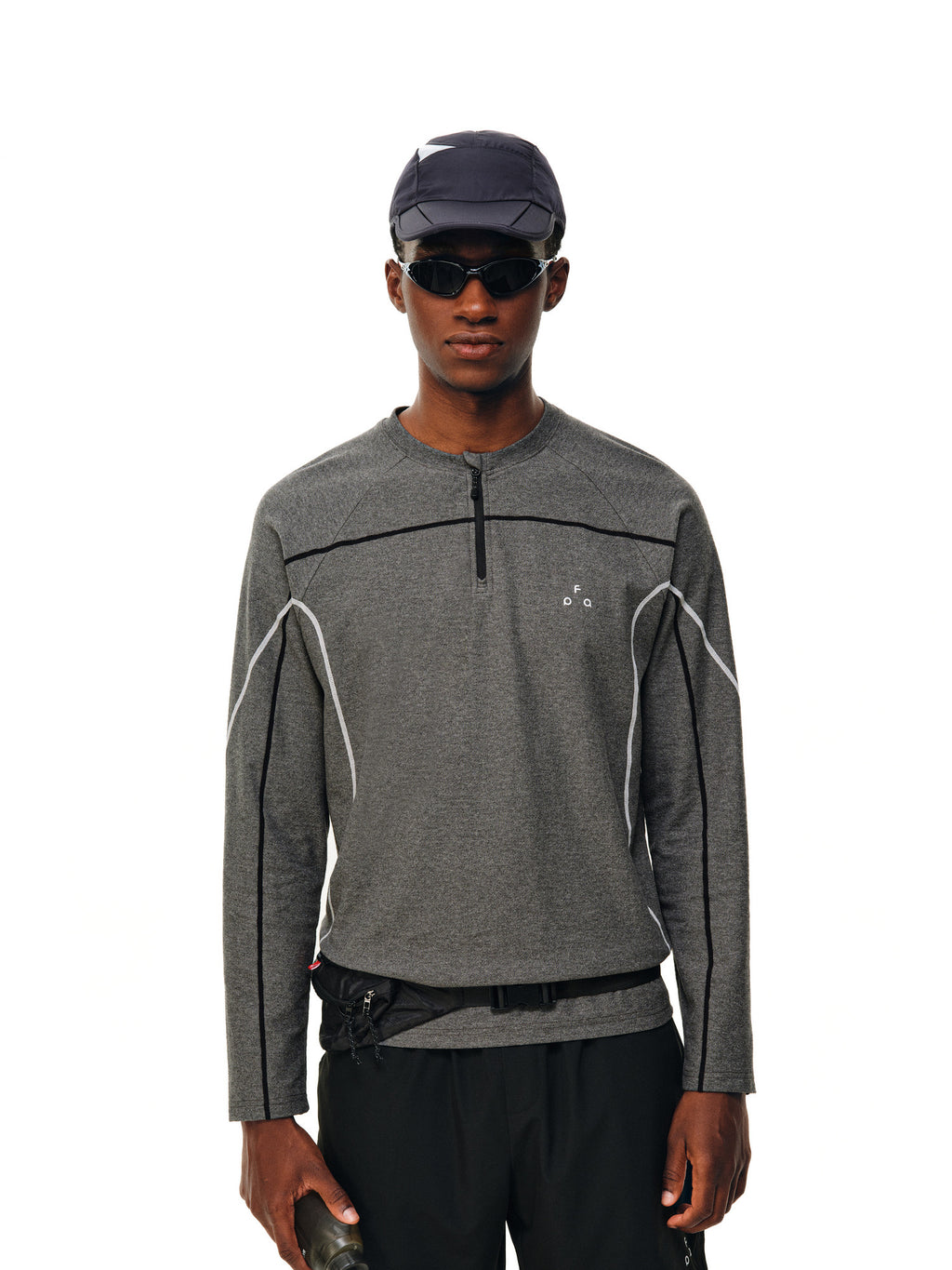 FPA Half-Zip Heather Yarn Anti-Bacterial Long Sleeve Outdoor Sports Cycling Contrast Color Print Autumn T-Shirt for Men
