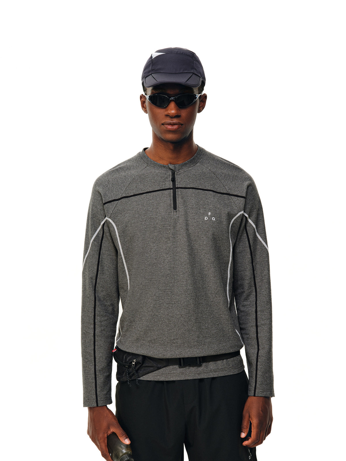 FPA Half-Zip Heather Yarn Anti-Bacterial Long Sleeve Outdoor Sports Cycling Contrast Color Print Autumn T-Shirt for Men