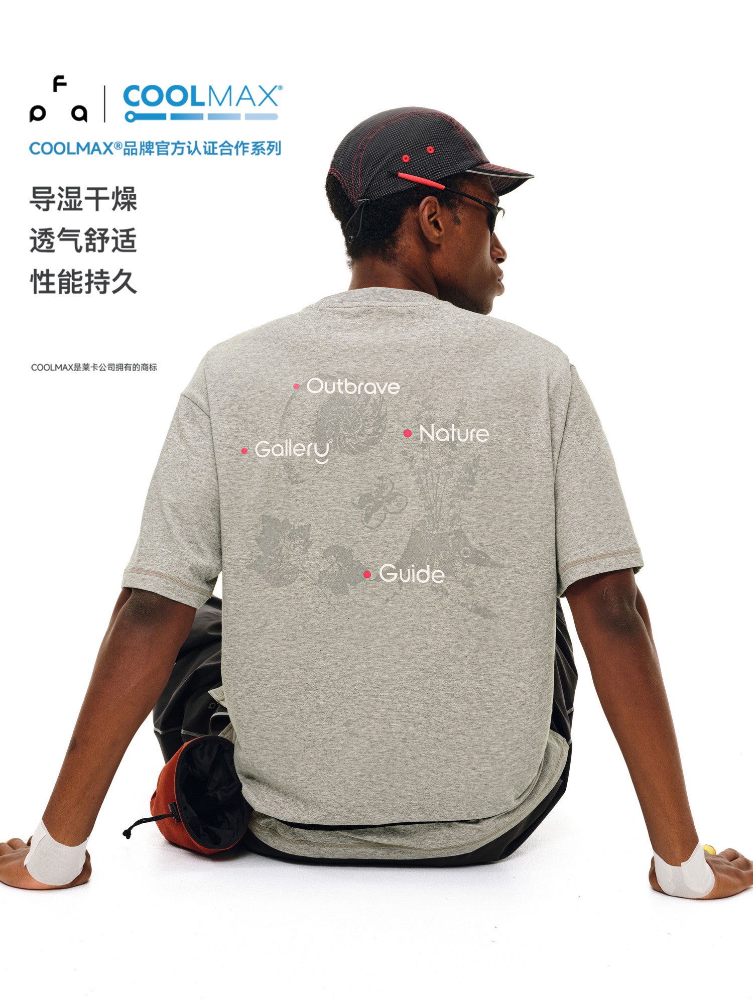 FPA COOLMAX Reflective Print Breathable Quick-Dry Sports T-Shirt Summer Outdoor Round Neck Cool Feel Tee for Men