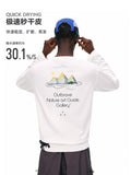 FPA Heather Yarn Mountain Outdoor Sports Long Sleeve T-Shirt - Quick-Dry, Breathable, Round Neck, Printed, for Hiking and Autumn - Unisex