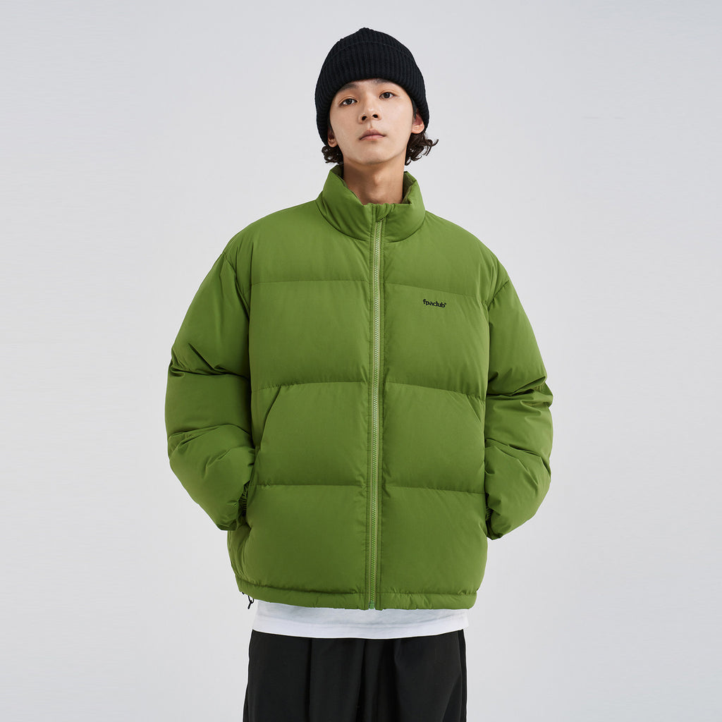 FPA 90% White Duck Down Basic Green Puffer Jacket, Thick Warm Unisex Winter Coat