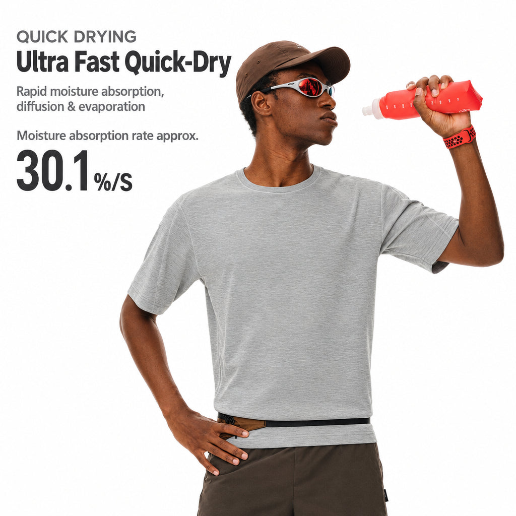 FPA Skin-Friendly High-Stretch Quick-Dry Sports Short Sleeve T-Shirt, Summer Casual Contrast Color Outdoor Breathable Round Neck Couple Style T-Shirt for Men