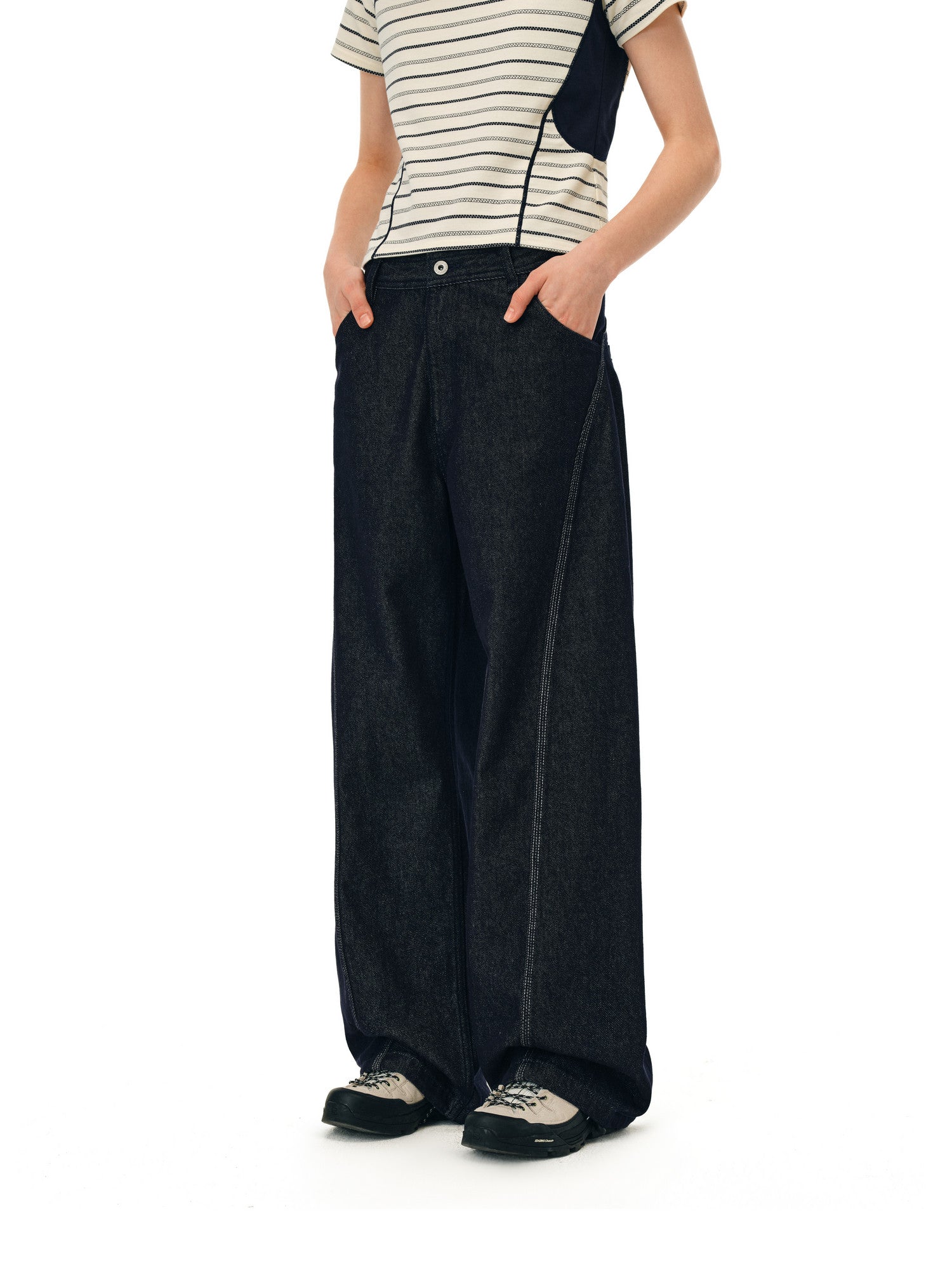 FPA Outdoor Raw Denim Straight-Leg Jeans – Chinese Streetwear Trend, Relaxed Straight-Leg Casual Denim