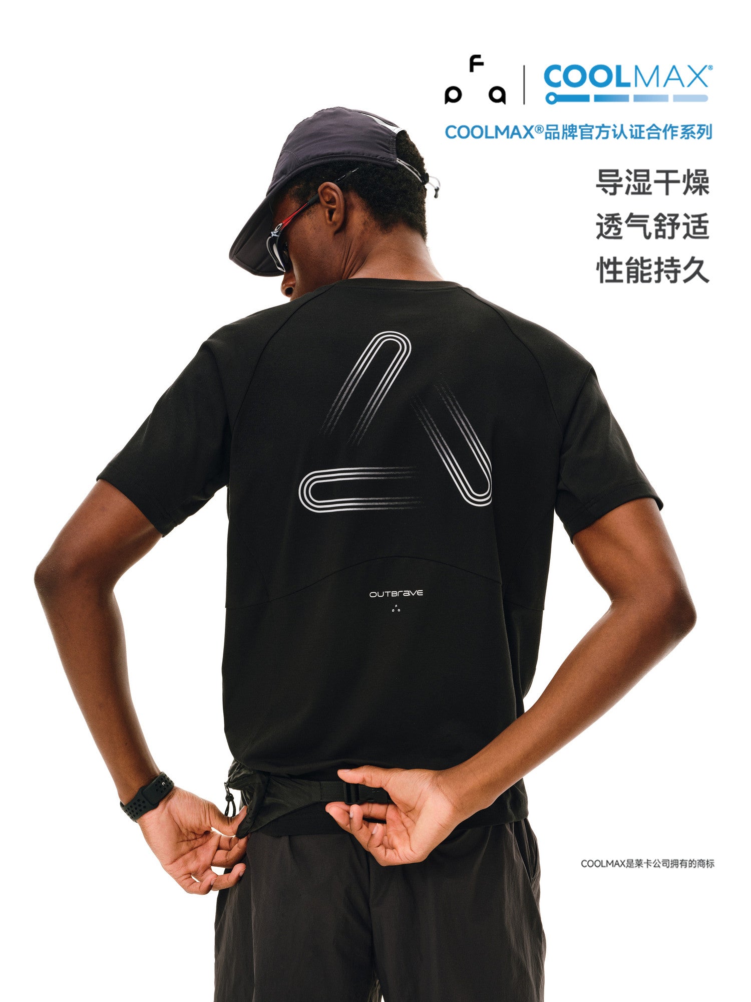 FPA COOLMAX Printed T-Shirt Quick-Dry Cool Touch Athletic Fit Summer Round Neck Outdoor Short Sleeve for Men