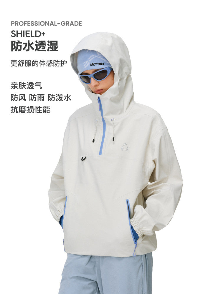 FPA Fully Taped Seam Waterproof Breathable Abrasion-Resistant Half-Zip Hard Shell Jacket Outdoor Sports Couple Mountaineering Jacket
