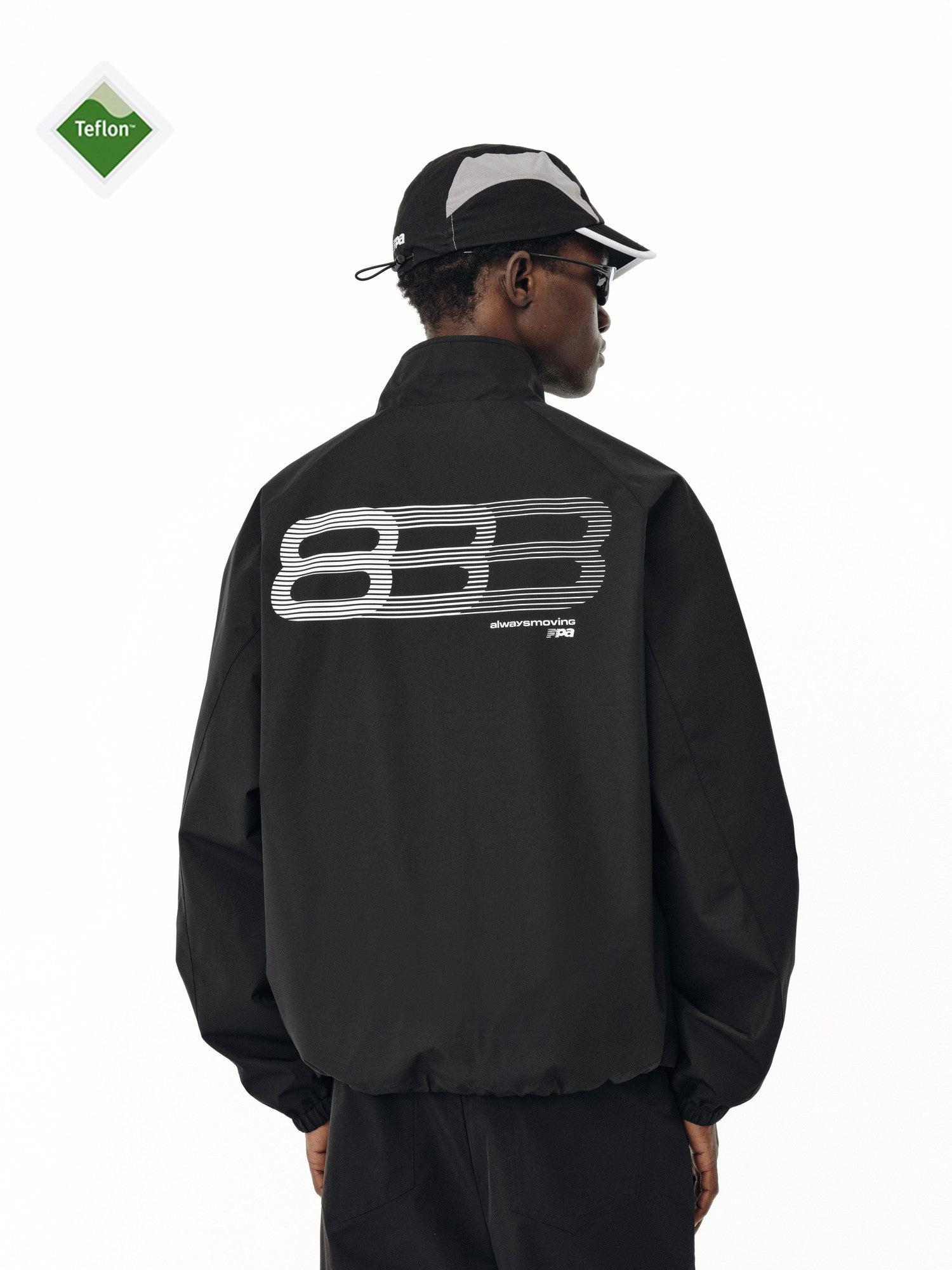 FPA Windproof Phantom 8 Stand-Collar Jacket - Unisex Loose-Fit Black Sports Coat for Spring/Autumn