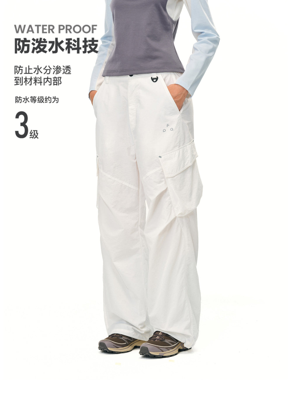 FPA Outdoor Water-Repellent Cargo Pants with Hidden Pockets and 3D Slanted Pockets, Loose Straight-Leg Casual Pants, Chinese Streetwear Style