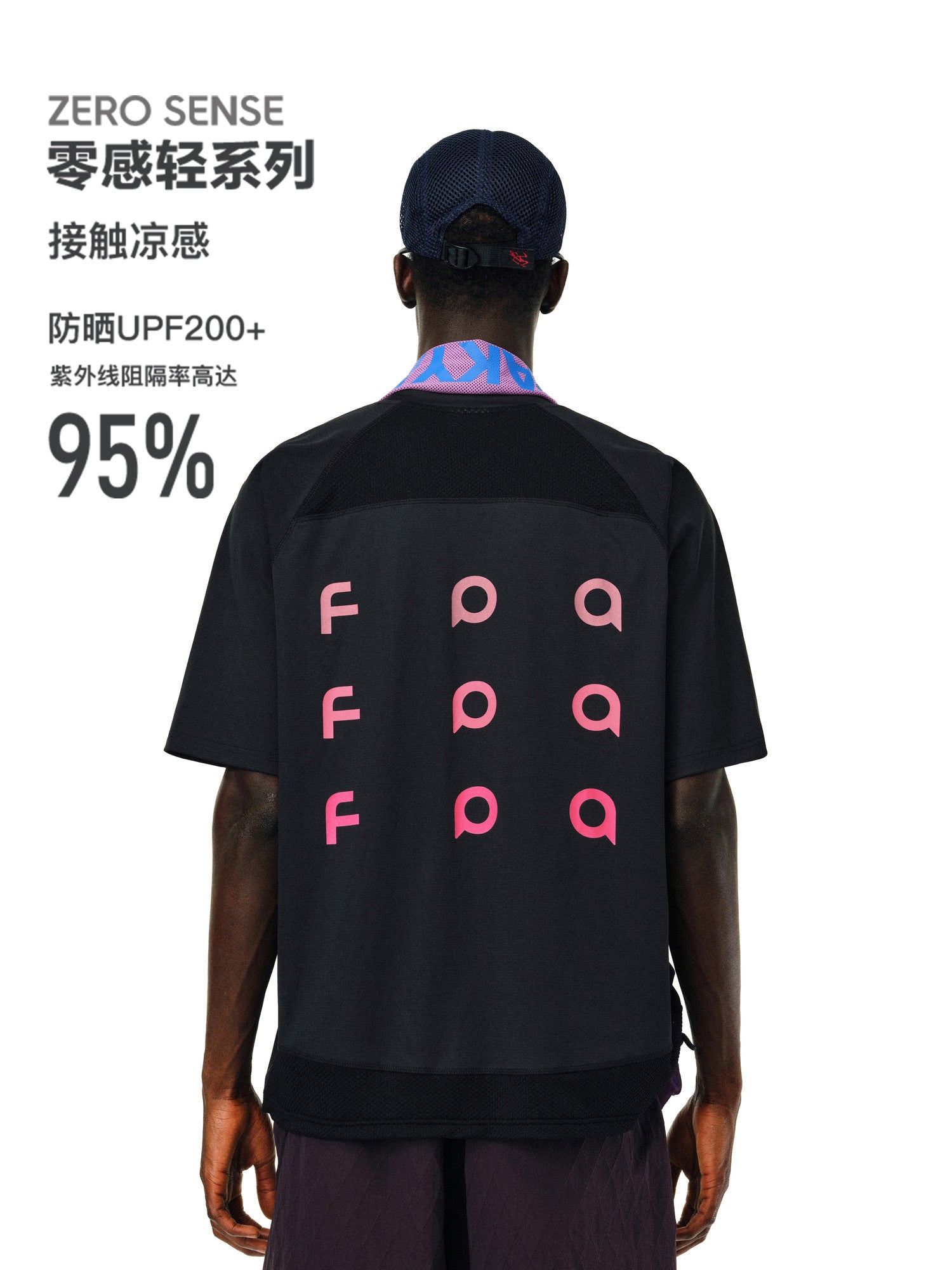 FPA Gradient Logo Textured Patchwork Short Sleeve T-Shirt - Chinese Streetwear Trend Summer Crew Neck Heavyweight Tee for Couples