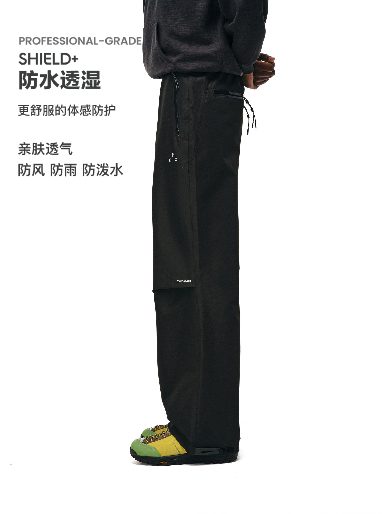 FPA Outdoor Paratrooper Pants – Hiking Straight-Leg Unisex Zip Windproof Waterproof Casual Black Long Pants for Men