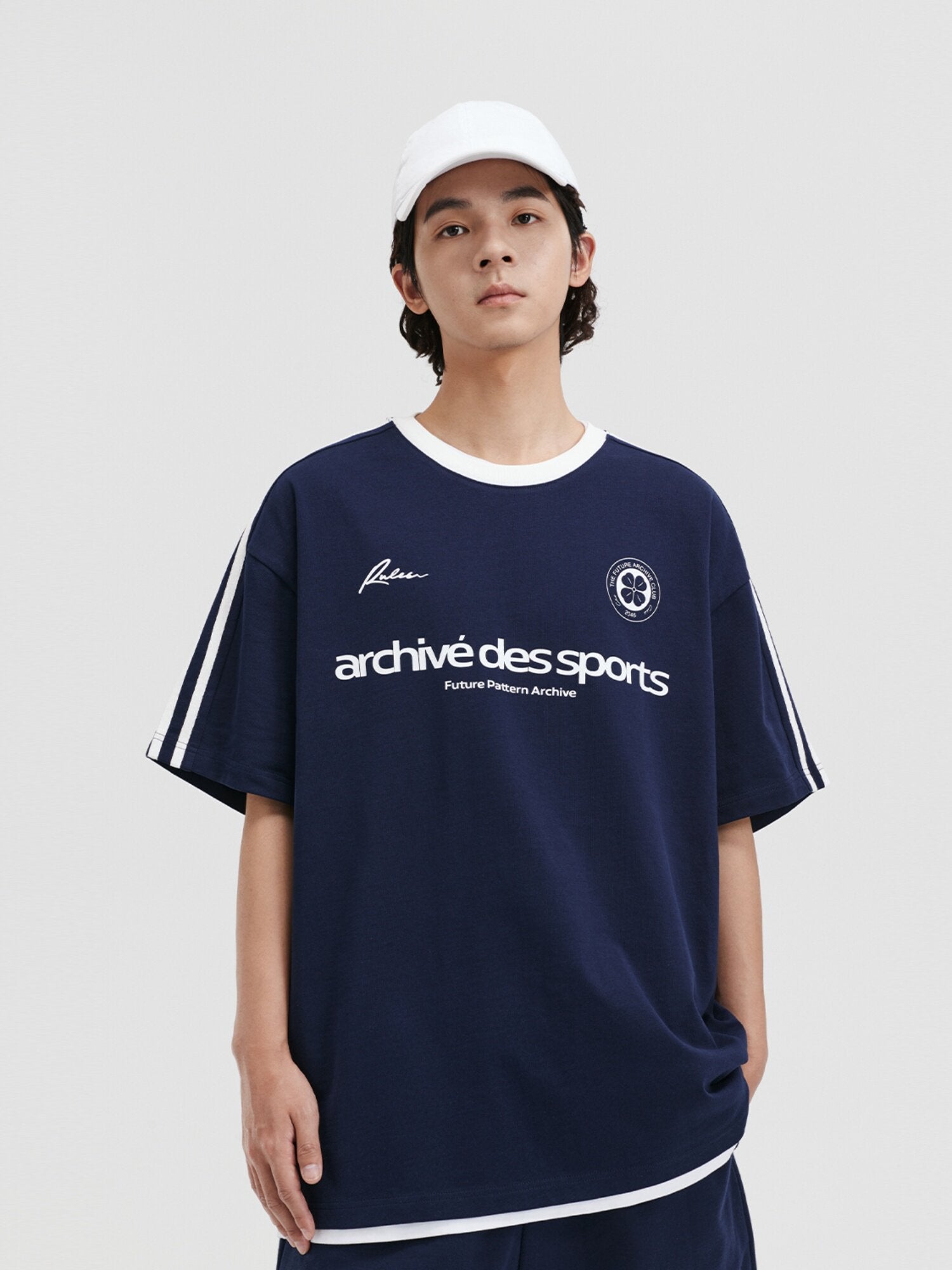 FPA Sports Panel Woven Strap Short Sleeve T-Shirt - Chinese Streetwear American Retro Loose Round Neck Printed 2026 New Style